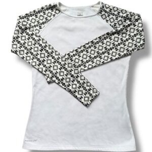 Nike Pro Therma-FIT White Long Sleeve Top Geometric Active Wear Runner‎ Sz Large